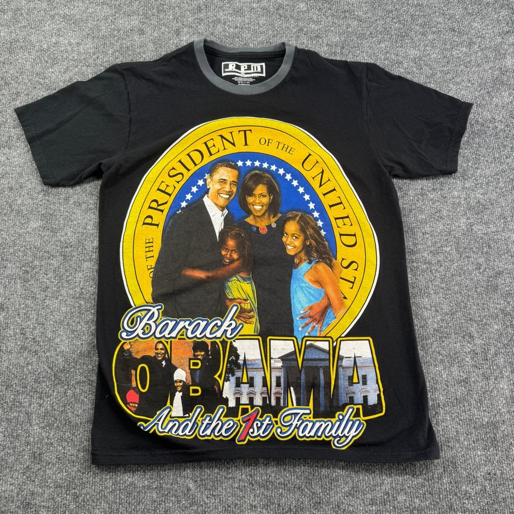 RPM Barack Obama 1st Family Graphic T Shirt Mens M Black Streetwear